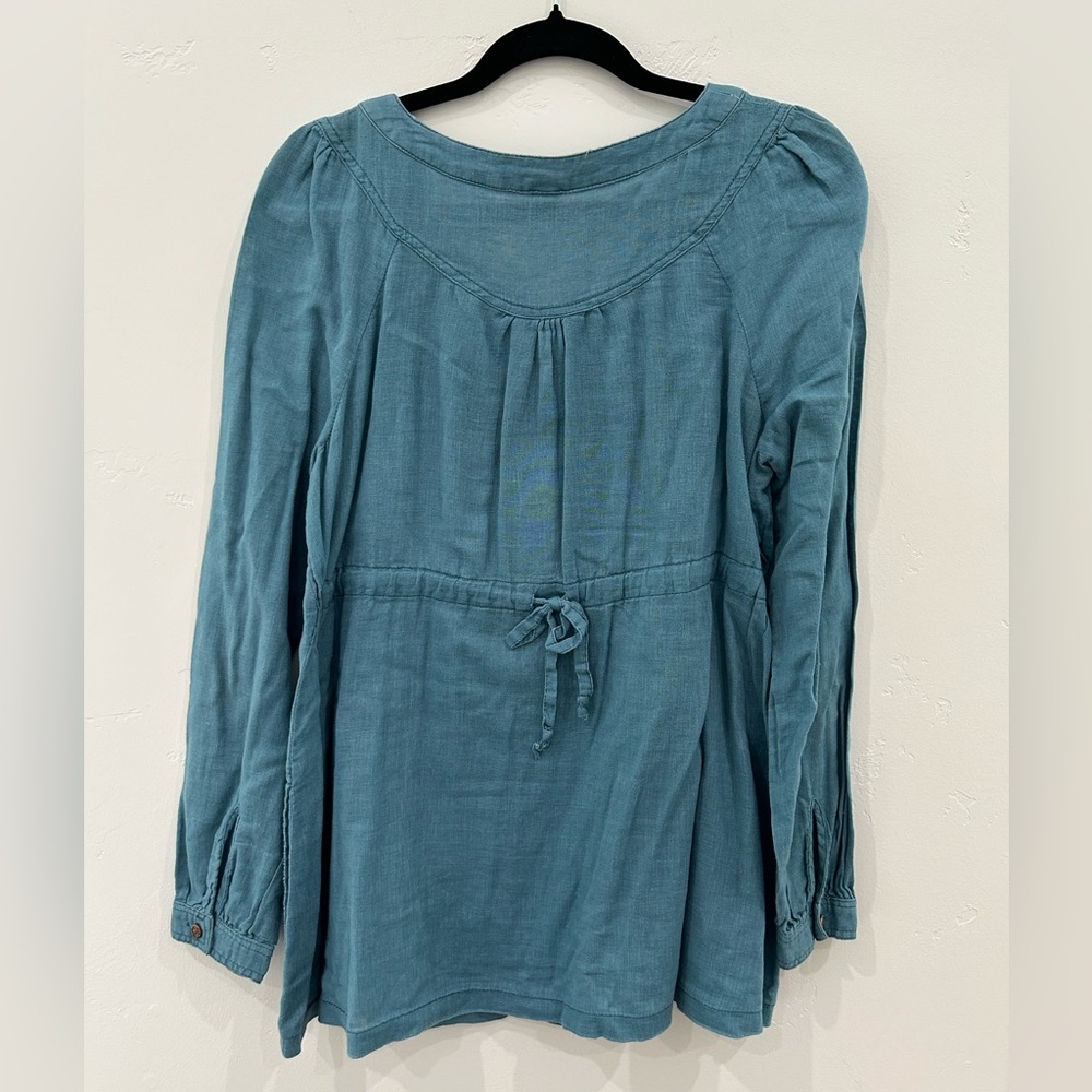 PAIR of We the Free Linen Peasant Tops, Ivory and Teal, Sizes S and M - Picture 13 of 13